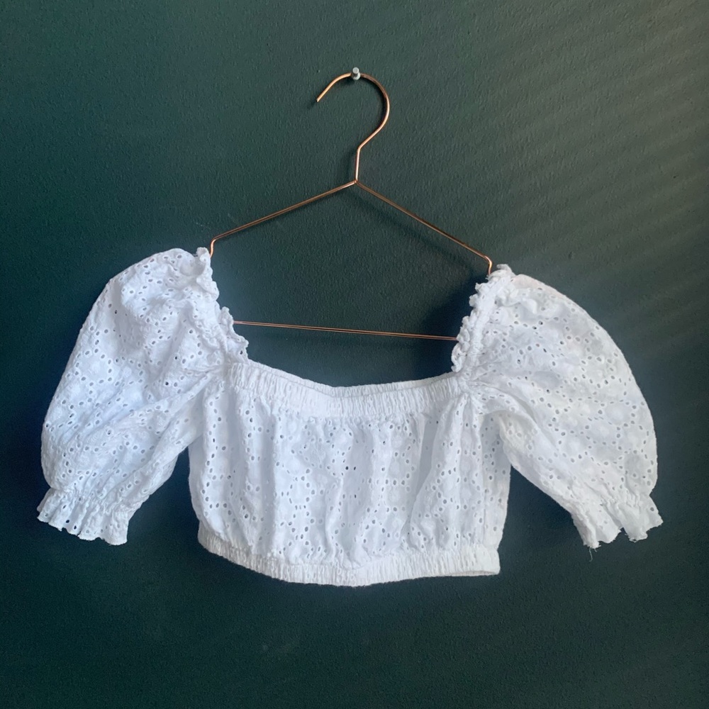 White Off Shoulder Ruffles Crop Top